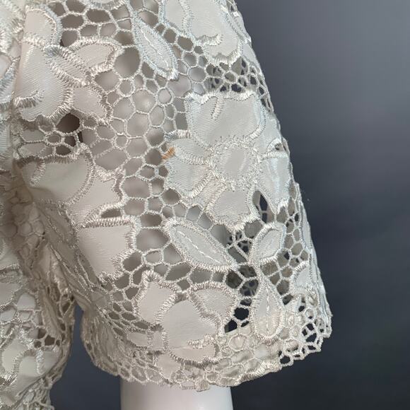 TOCCIN(NY) Size S Ivory Polyester Lace A-Line Belted Shirt Dress - Picture 5 of 10